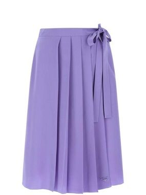 Prada Lavender Pleated Midi Skirt with Side Bow